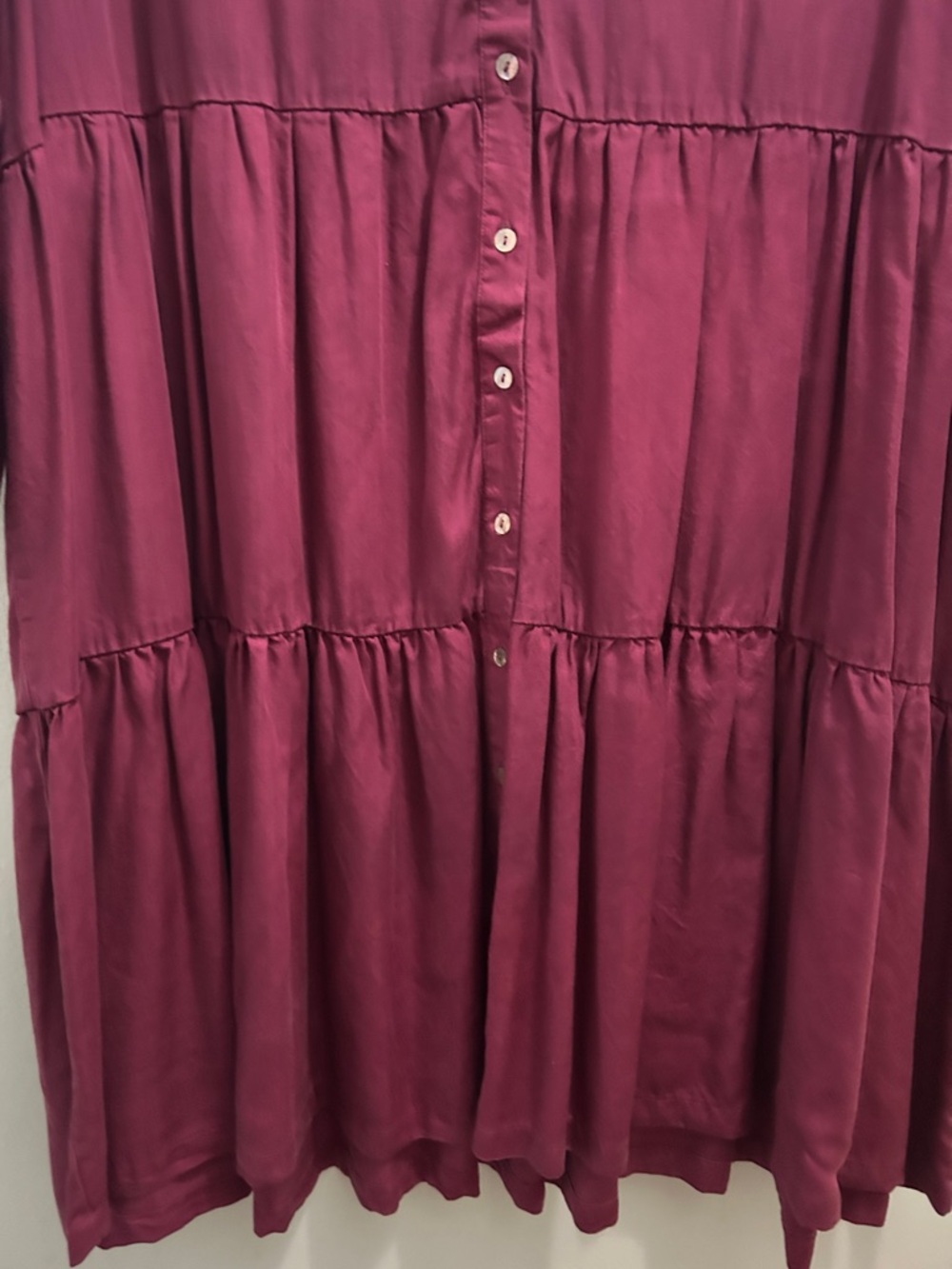 Tiered Button-Front Shirt Dress in Plum - Picture 6 of 8
